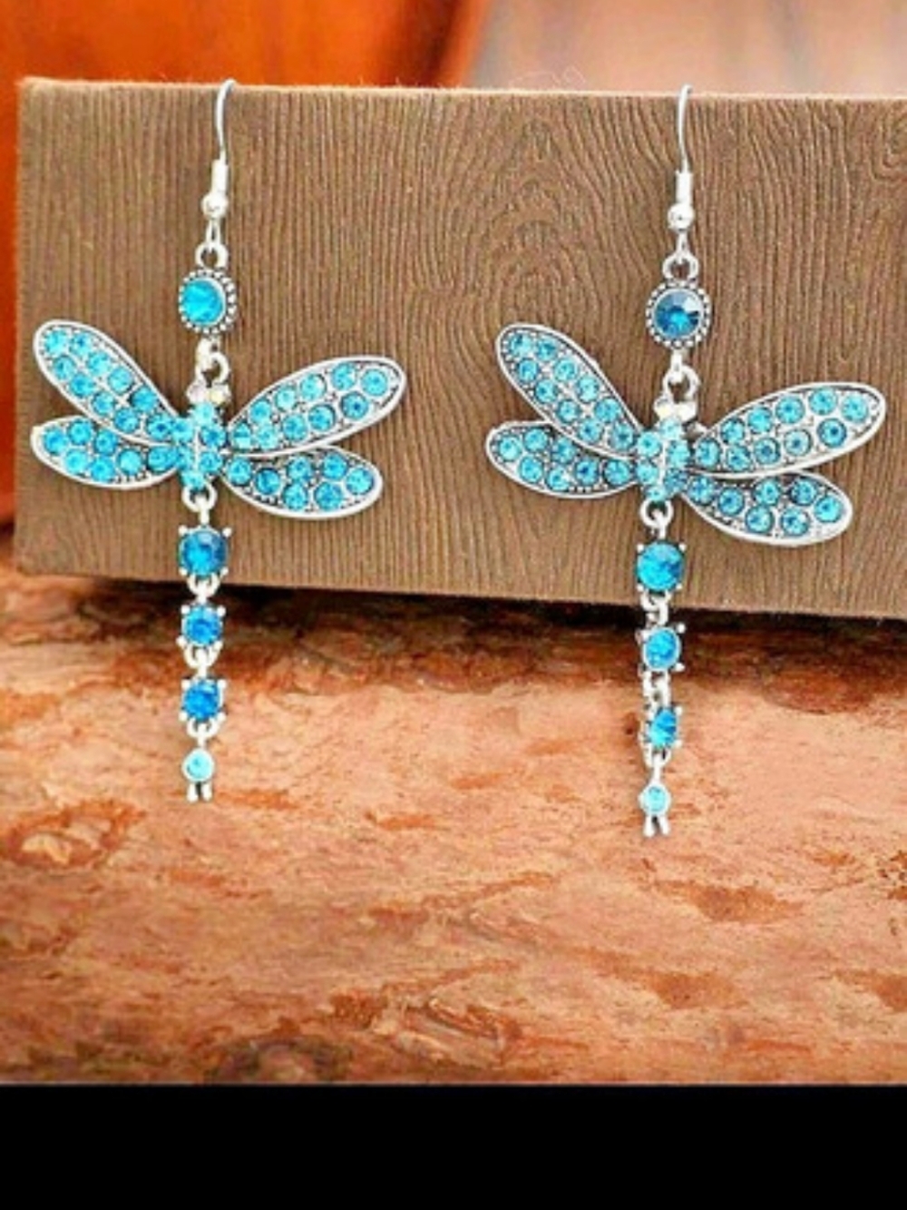 Blue Butterfly Dangle DRAGONFLY Earrings Like New